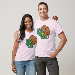Camiseta personagem de tartaruga de desenho animado fofo e