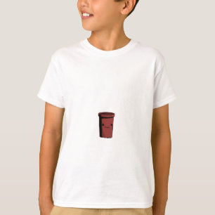 Camiseta Personagem de Xícara Vermelha Sorridente Fofa para