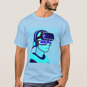 Camiseta Personagem Digital Vestindo Cabeças Virtuais