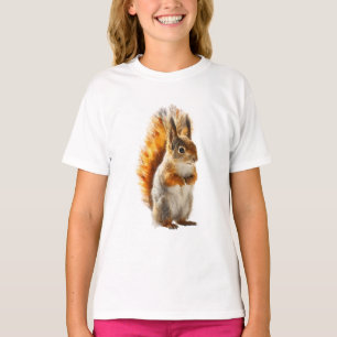 Camiseta Personagem Esquilo Vermelho Fofo Polido para Crian