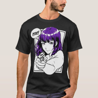 Camiseta Personagem Feminina em Estilo de Anime Elegante Se