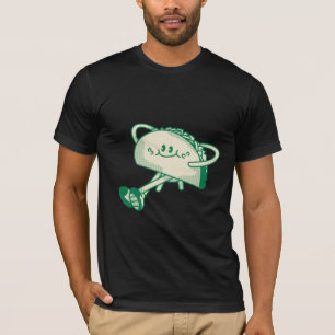 Camiseta Personagem Mascote de Taco Verde Fofo Caminhando