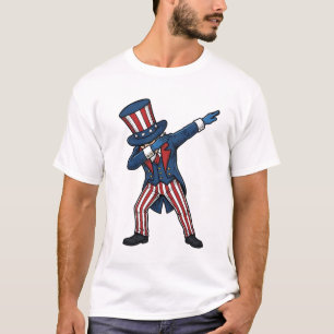 Camiseta Personagem Patriótico Dabbing Design Vetorial Vint