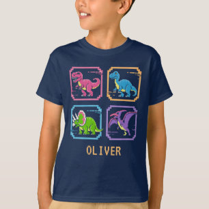 Camiseta Personagens de dinossauros de arcade retrô dos ano