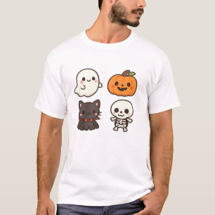Camiseta Personagens de Halloween Fantasma, Abóbora, Gato P