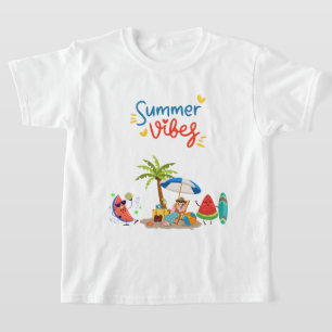 Camiseta Personagens de Melancia Fofos Relaxando sob uma Pa