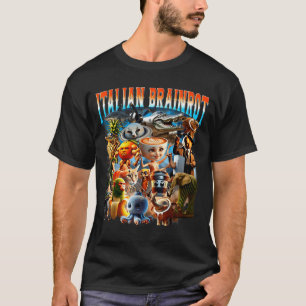 Camiseta Personagens Italianos de Brainrot Meme Engraçado T