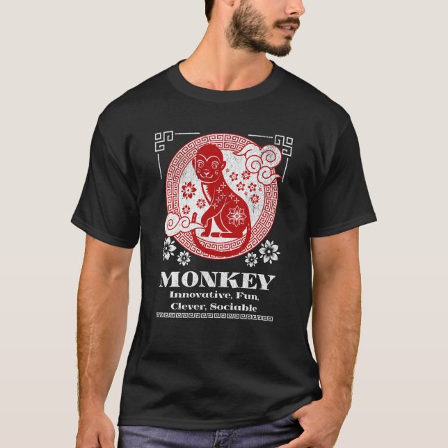 Camiseta Personalidade do Macaco Zodíaco Chinês (Frente)