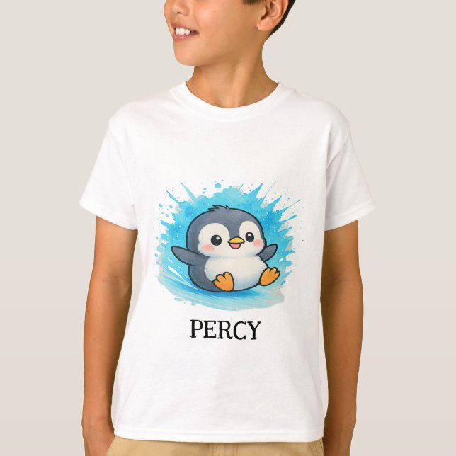 Camiseta Personalised Cute Animal Tee - Kids T-Shirt Percy  (Frente)