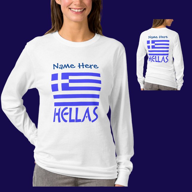 Camiseta Personalização Azul de Bandeira Grécia e Hellas (Criador carregado)