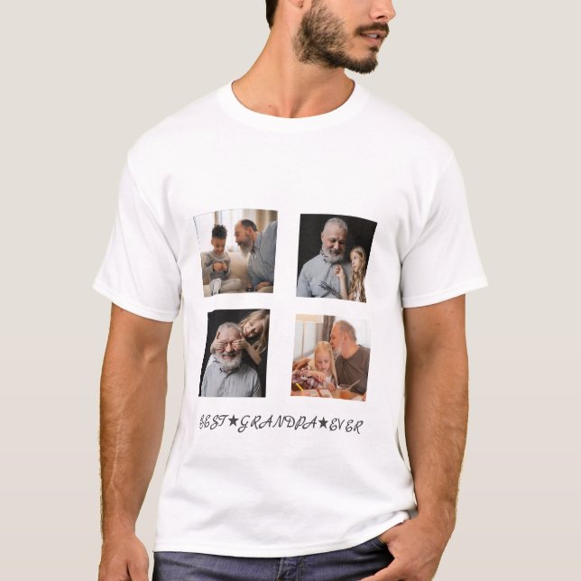 Camiseta Personalização Contemporânea de 4 Fotos "Melhor Av (Frente)