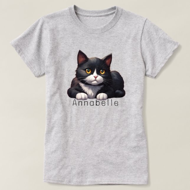 Camiseta Personalização de Cat Tuxedo (Frente do Design)