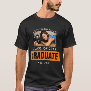 Camiseta Personalização de Foto de Graduação em Preto e
