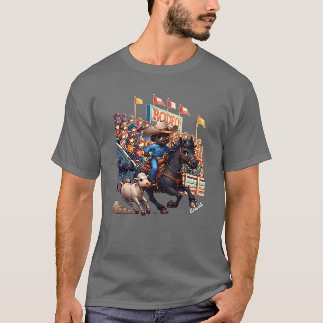 Camiseta Personalização de Roping de Cowboy Rodeo Ocidental (Frente)