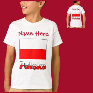 Camiseta Personalização Vermelha da Bandeira da Polônia e P