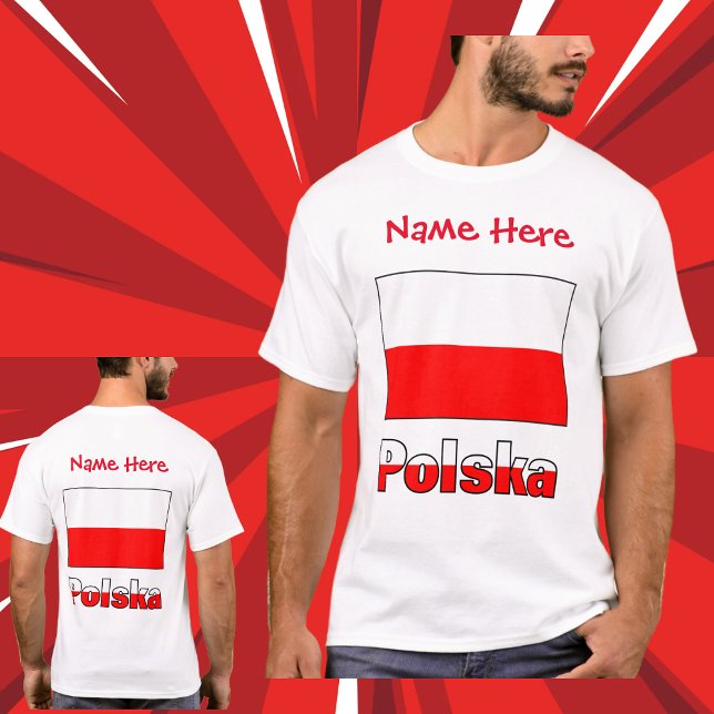 Camiseta Personalização Vermelha da Marca Polonesa e da Pol (Criador carregado)