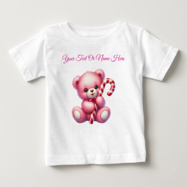 Camiseta Personalizada Bebê Jersey Natal Rosa (Frente)