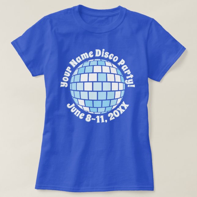 Camiseta Personalizada Bola de Discoteca Azul Retr (Frente do Design)