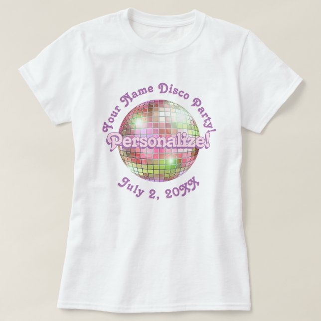 Camiseta Personalizada Bola de Discoteca Iris Retr (Frente do Design)