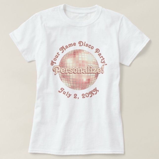 Camiseta Personalizada Bola de Discoteca Rose Gold (Frente do Design)