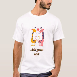 Camiseta Personalizada Casal de Girafa Fofa -
