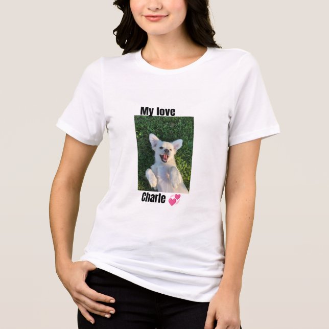 Camiseta Personalizada com Foto de Cachorro - Nome (Frente)