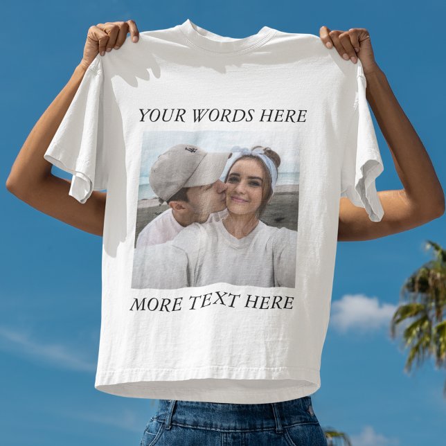 Camiseta Personalizada com Foto e Texto (Criador carregado)