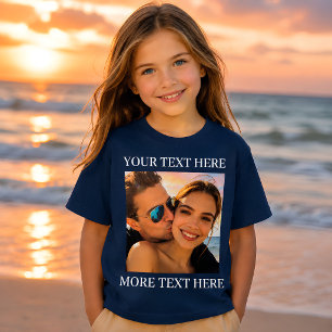 Camiseta Personalizada com Foto e Texto - Azul Mar