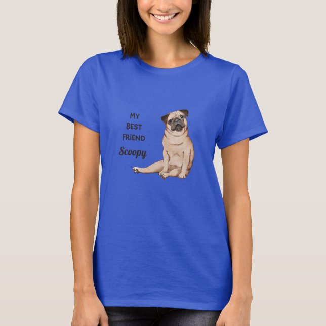 Camiseta Personalizada com Nome do Pug Melhor Amig (Frente)
