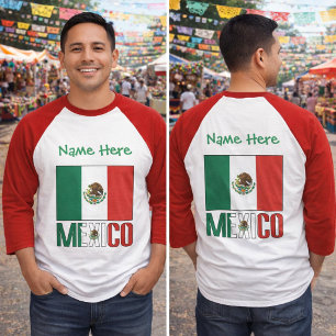 Camiseta Personalizada com Nome e Bandeira do Méxi