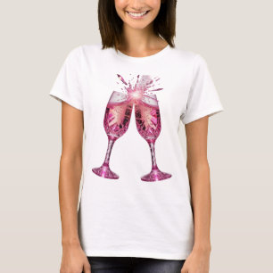 Camiseta Personalizada com Taças de CHAMPANHE ROSA