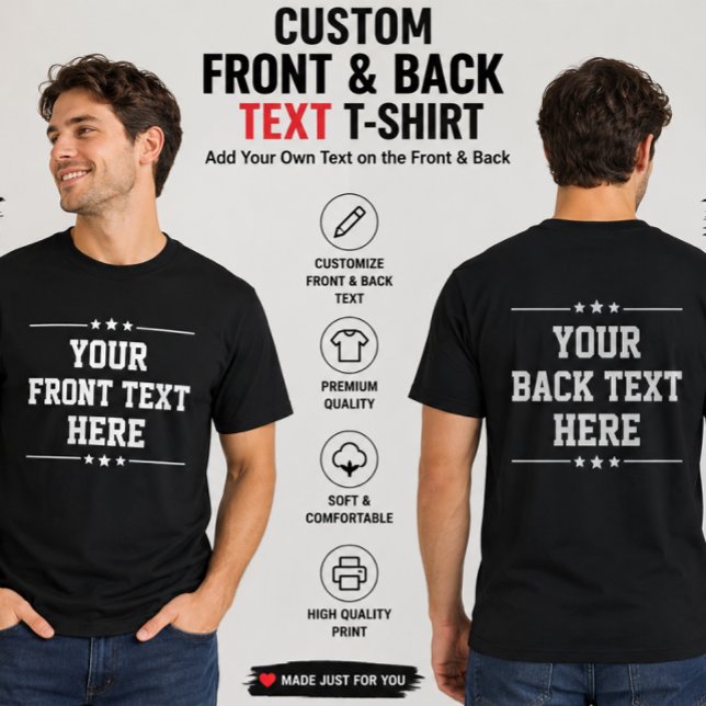 Camiseta Personalizada com Texto na Frente e Verso (Criador carregado)
