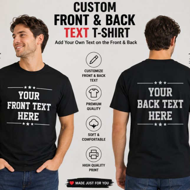 Camiseta Personalizada com Texto na Frente e Verso (Criador carregado)