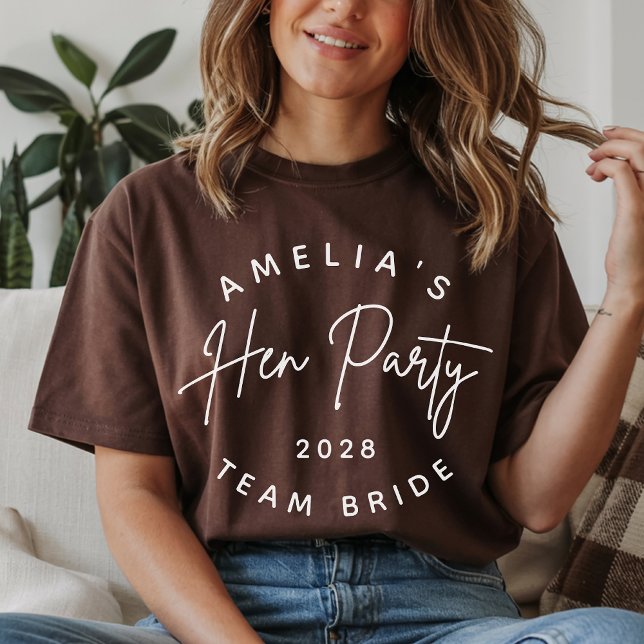Camiseta Personalizada da Equipe da Noiva Presente (Personalized Bride Team T-Shirt Gift for Bridal Party, Hen Party or Wedding Matching Outfits)