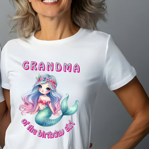 Camiseta personalizada da vovó sereia da aniversar