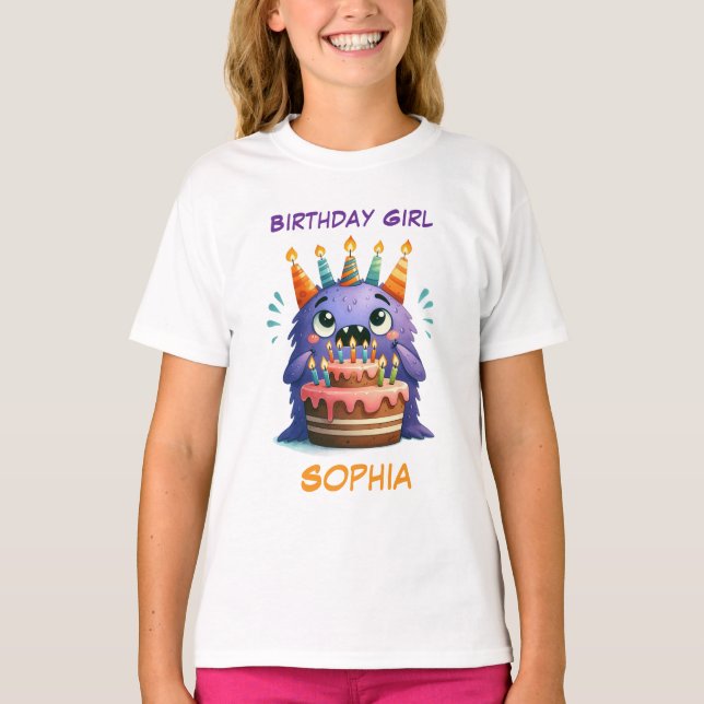 Camiseta Personalizada de Aniversário de Monstro M (Frente)