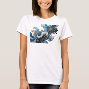 Camiseta Personalizada de Arte Abstrata Azul-Marin