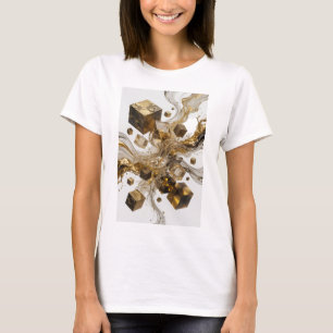 Camiseta Personalizada de Arte Abstrata em Ouro In