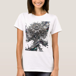 Camiseta Personalizada de Arte Abstrata Prata Afia