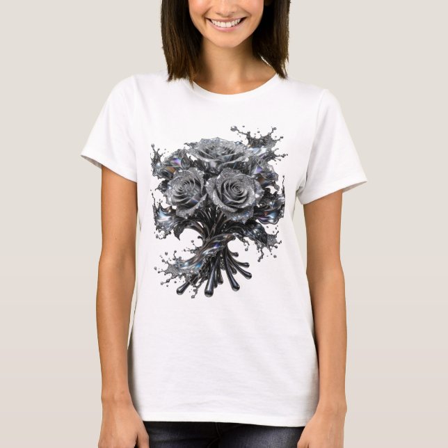 Camiseta Personalizada de ARTE ABSTRATA Prateada E (Frente)