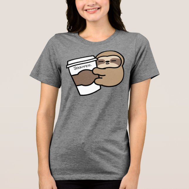 Camiseta Personalizada de Café & Preguiças (Frente)