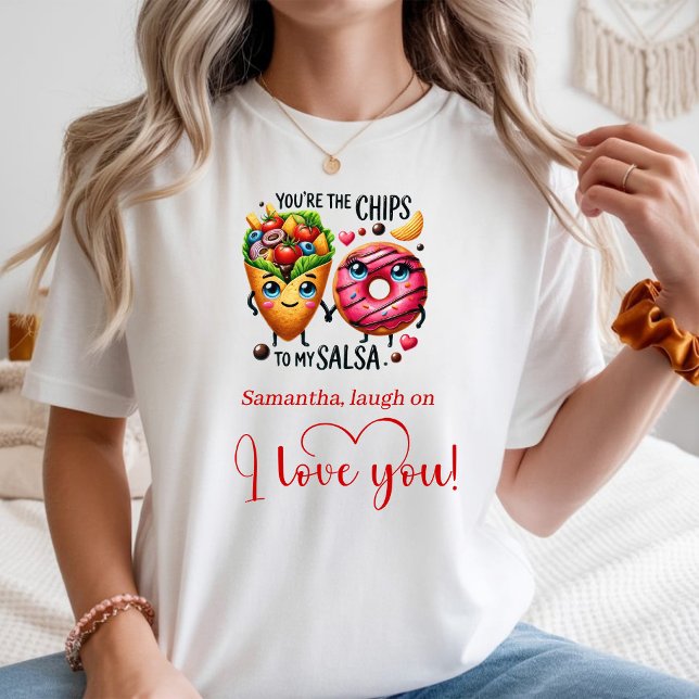 Camiseta Personalizada de Desenho Animado Comida D (Custom Name Cartoon Food Sweet Love Gift T Shirt)