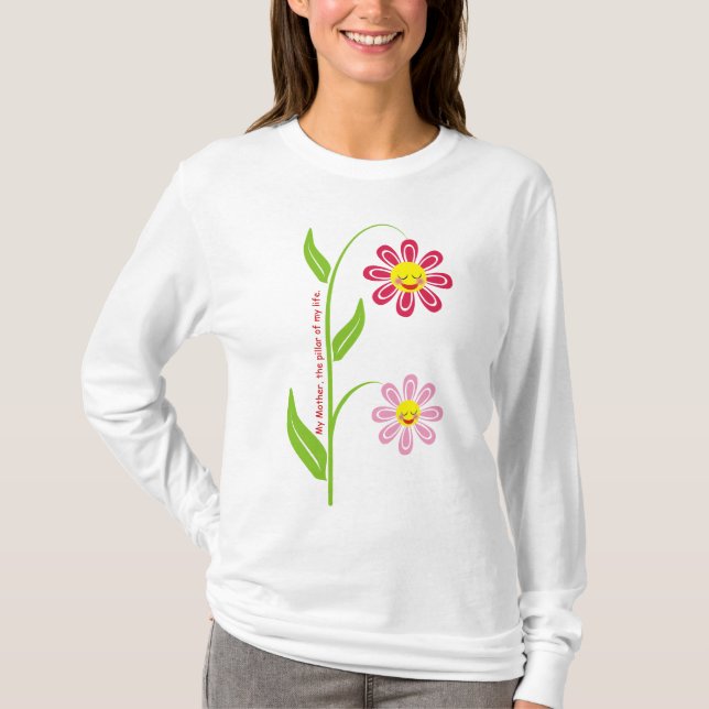 Camiseta personalizada de Dia de as mães de flores (Frente)