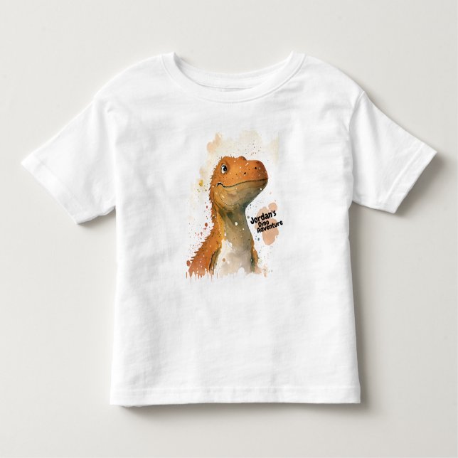 Camiseta personalizada de dinossauro fofo (Frente)
