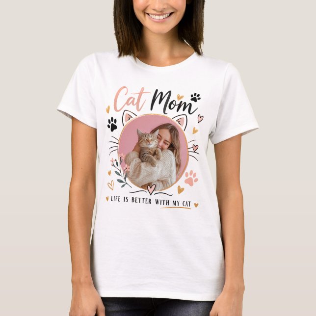 Camiseta Personalizada de Gata Mãe com Foto (Frente)