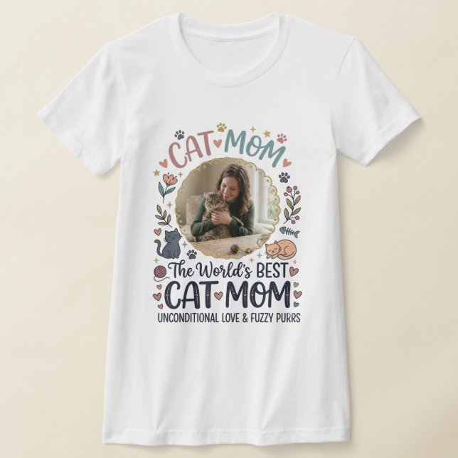 Camiseta Personalizada de Gato Mãe com Foto (Postura )