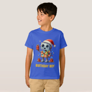 Camiseta Personalizada de Natal Robô de Aniversári
