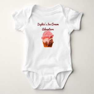 Camiseta Personalizada de Sorvete para Bebê Nome