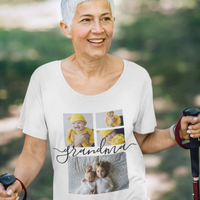 Camiseta Personalizada De Uma Colagem De Fotografias De Tip (Grandma (or change text)  personalized photo t-shirt from Ricaso. Add 4 photographs to template)