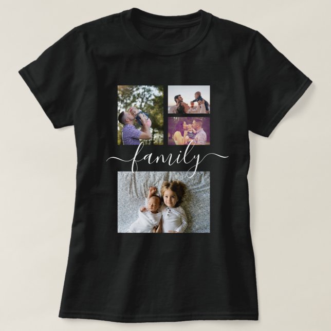 Camiseta Personalizada De Uma Colagem De Fotos Da Família (Frente do Design)